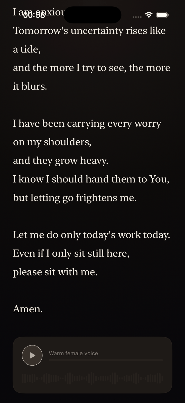 Solace prayer reading — I am anxious